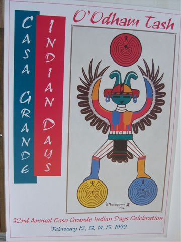 O'Odham Tash "Indian Days" February 12,13,14,15, 1999.  Poster Art by:  B. Naseyoma, Hopi