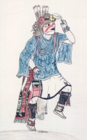 Native American Painting - "Huhuwa".  (Cross-Legged Katsina) by Hopi Artist, Jeremy W. Navenma