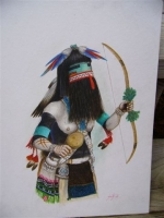 Native American Painting - Neil David, Sr. "Long-Hair Katsina"
