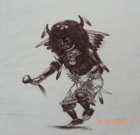 Native American Painting - Buffalo Warrior, Neil David, Sr.