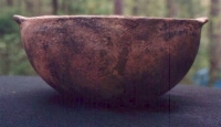 Native American Prehistoric Item - Anasazi Bowl, Polychrome, Black on Red Geometric on Orange