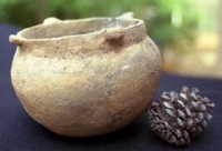 Native American Prehistoric Item - Mississippian Bowl, Grayish Redware with Four Lugs