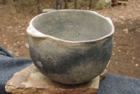 Native American Prehistoric Item - Mississippian Pottery Bowl. Large Utility Greyware with Handles